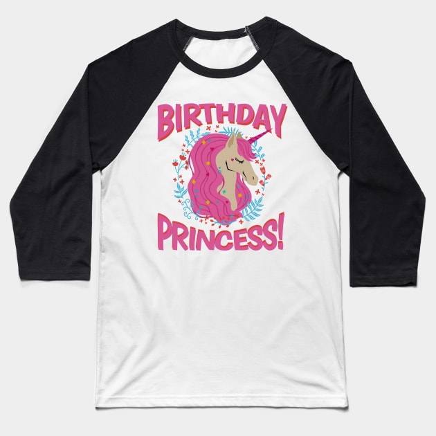 Unicorn Birthday Princess Magical Gift Baseball T-Shirt by aneisha